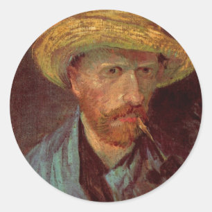 Adesivo Van Gogh - autorretrato com chapéu de palha e tub
