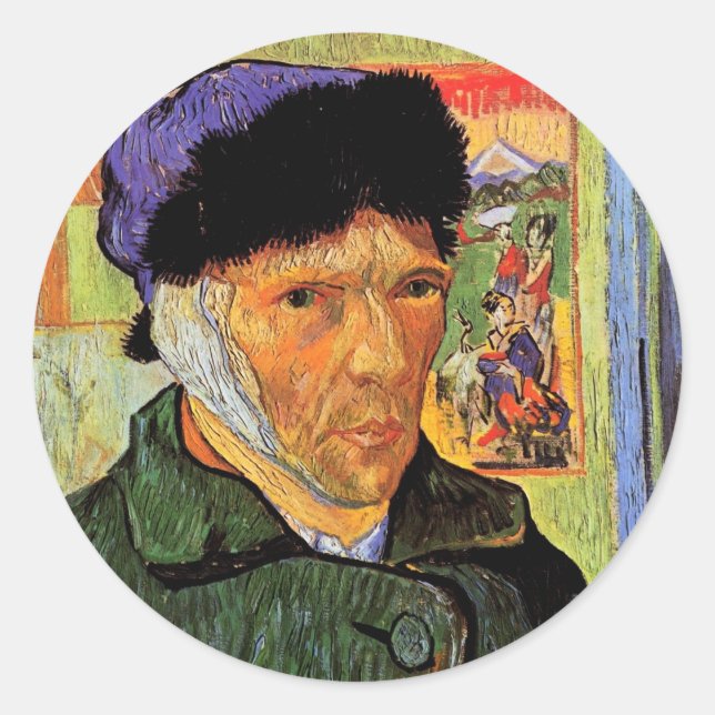 Adesivo Van Gogh; autorretrato com Orelha Bandada (Frente)