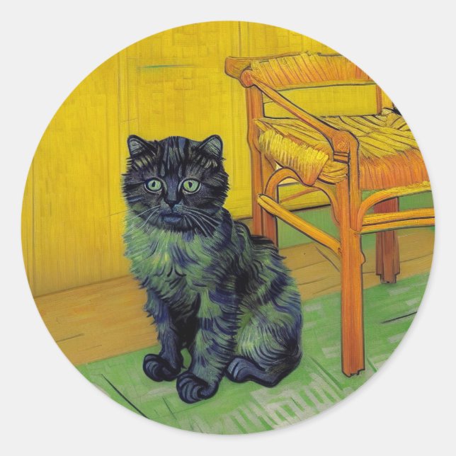Adesivo Van Gogh Black Cat (Frente)