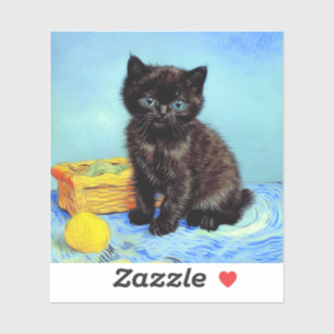 Adesivo Van Gogh Black Kitten com Yarn