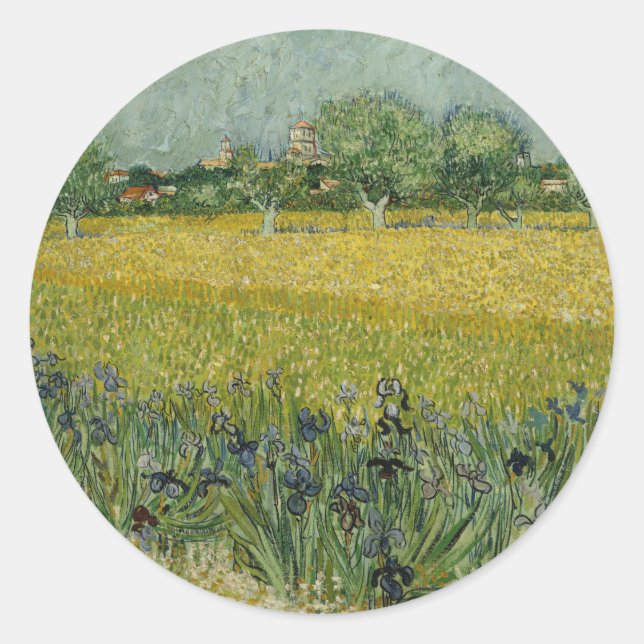 Adesivo Van Gogh Field Com Flores Perto De Arles (Frente)