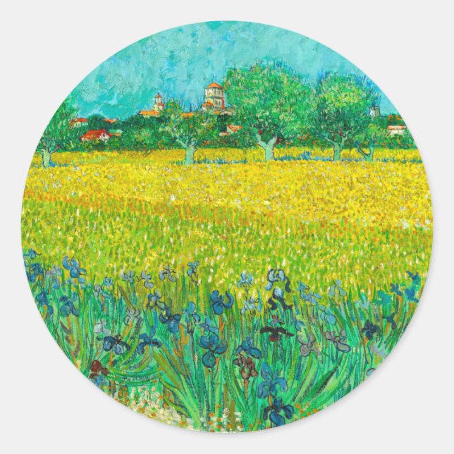 Adesivo Van Gogh Field com Irrises Perto de Arles (Frente)