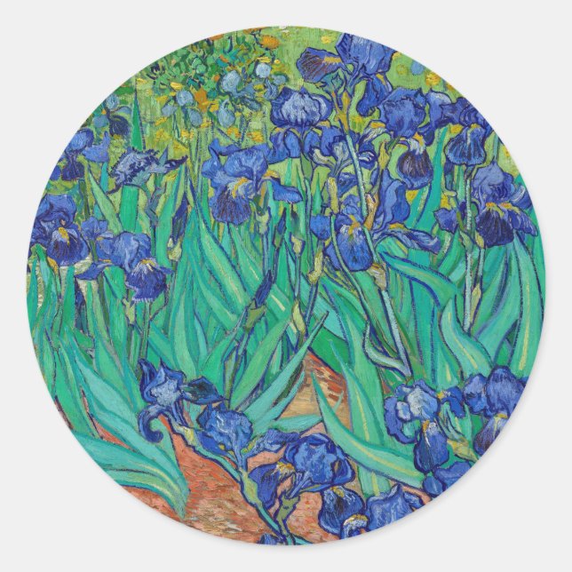 Adesivo Van Gogh Irises. impressionismo floral azul (Frente)