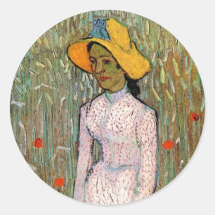 Adesivo Van Gogh, Menina de Pé; Fundo de Trigo