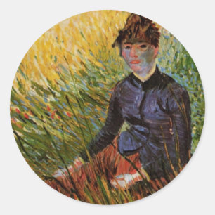 Adesivo Van Gogh; Mulher Sentada na Grama, Arte Fina Vinta
