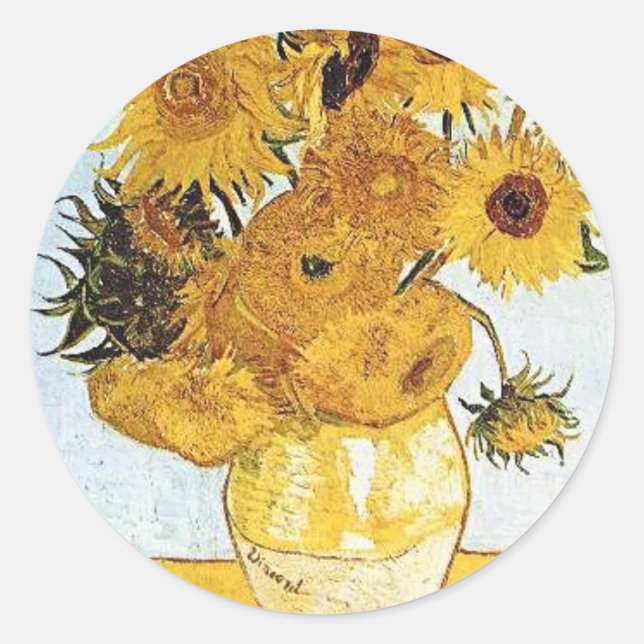 Adesivo Van Gogh O Vase com 12 Flores Solares (Frente)