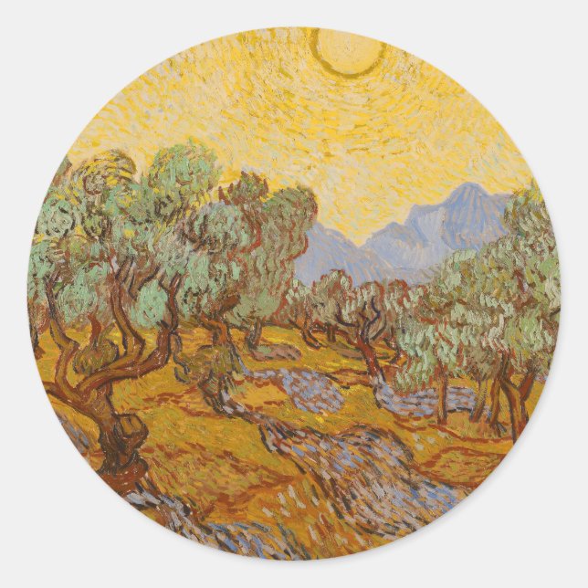 Adesivo Van Gogh Olive Trees Yellow Sun Sky (Frente)