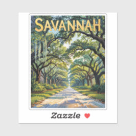 Adesivo Van Gogh Retro Savannah Geórgia Avenida Oak Viagem