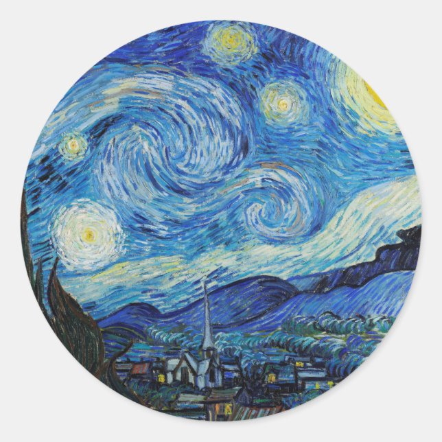 Adesivo Van Gogh Starry Night. Impressionismo arte de vint (Frente)