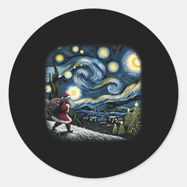 Adesivo Van Gogh Starry Night Papais noeis Natal Snowy (Frente)