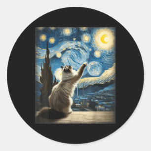 Adesivo Van Gogh Starry Night Style Artístico Ragdoll Cat
