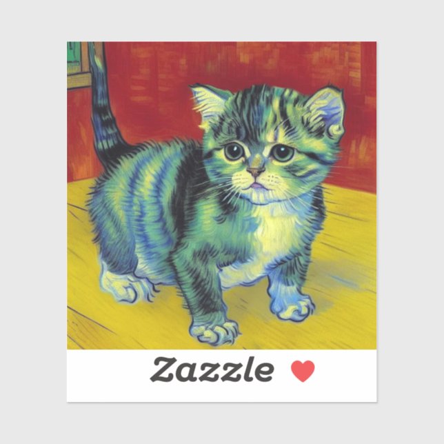 Adesivo Van Gogh Tabby Cat (Folha)