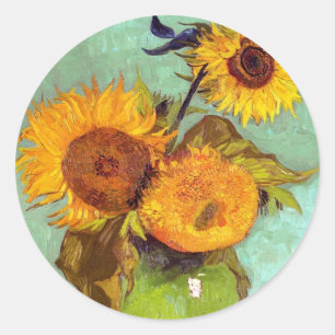Adesivo Van Gogh - Três Girassóis Em Um Vaso - Arte Fina