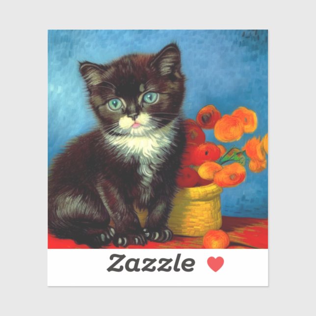 Adesivo Van Gogh Tuxedo Cat (Folha)