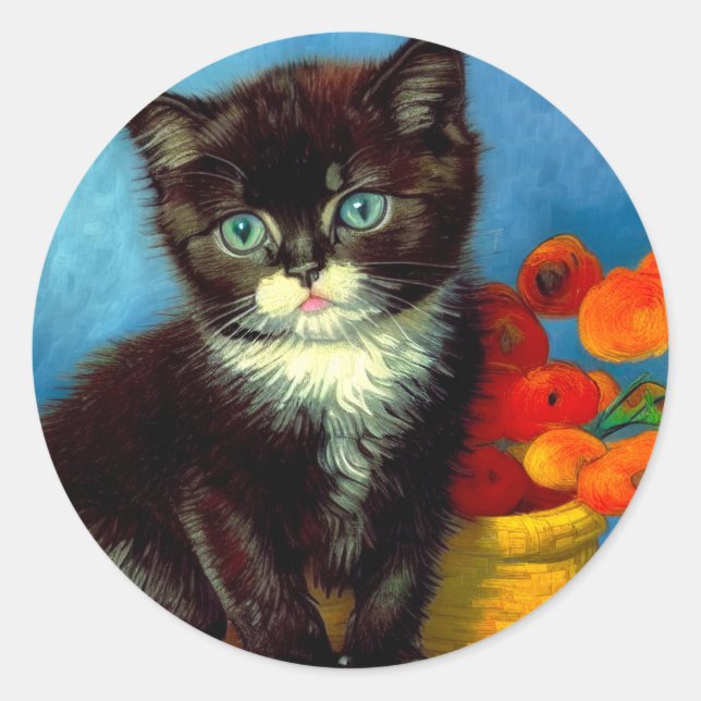 Adesivo Van Gogh Tuxedo Cat (Frente)