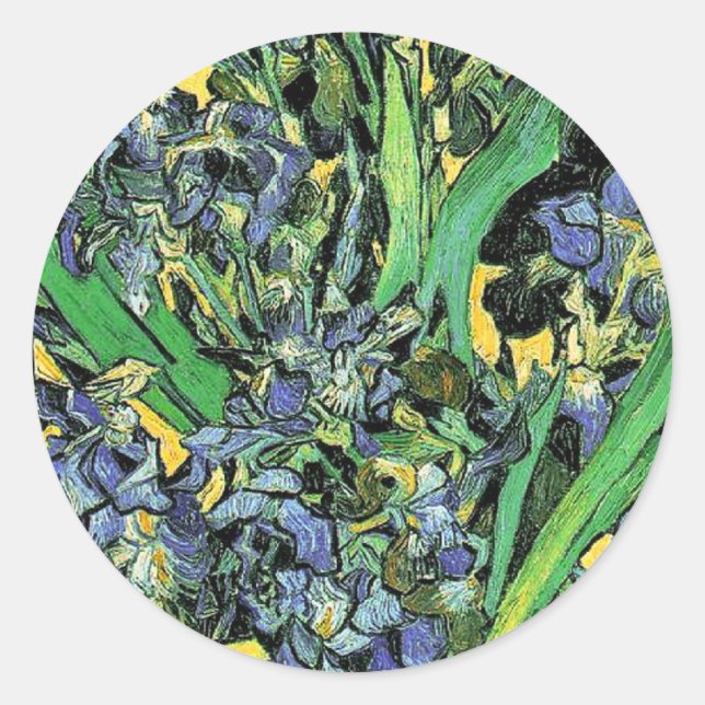 Adesivo Van Gogh - Vaso com Íris Fundo Amarelo (Frente)
