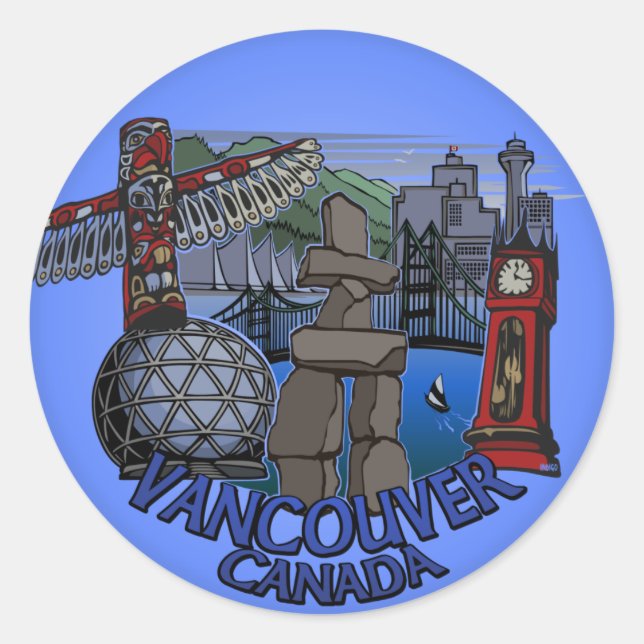 Adesivo Vancouver Canada Stickers Landmark Souvenir Art (Frente)