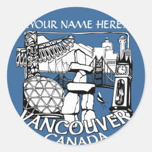Adesivo Vancouver Canada Stickers Totem Pole Landmark Art