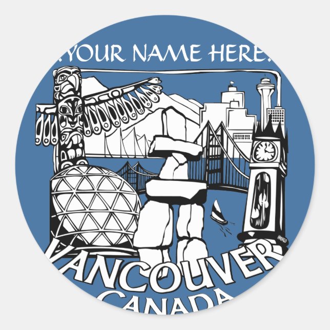 Adesivo Vancouver Canada Stickers Totem Pole Landmark Art (Frente)