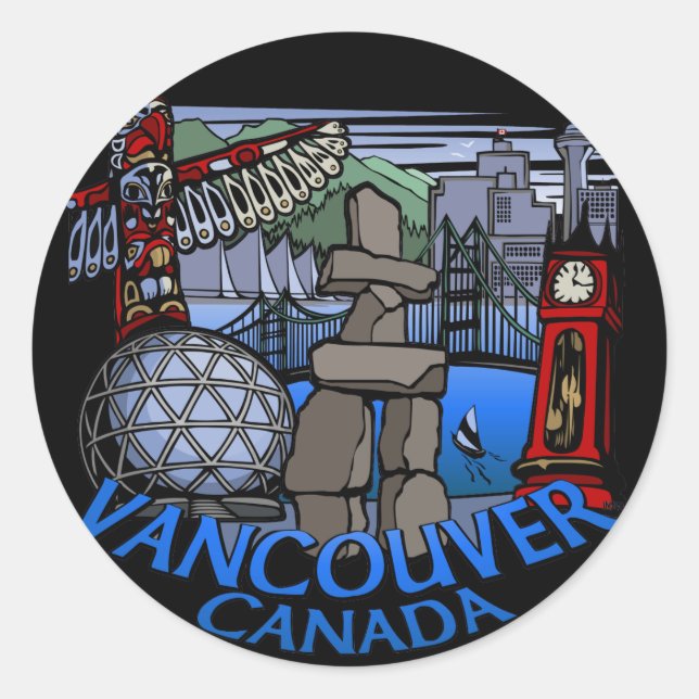Adesivo Vancouver Canada Stickers Totem Pole Landmark Art (Frente)
