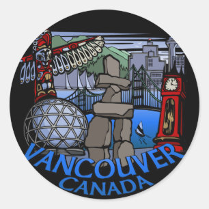 Adesivo Vancouver Canada Stickers Totem Pole Landmark Art