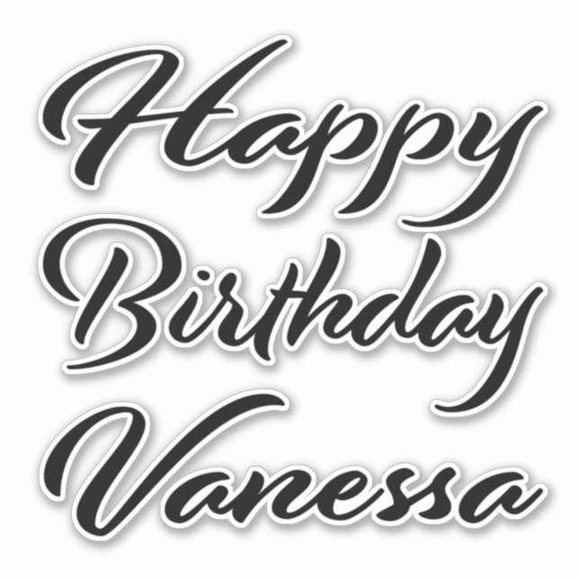 Adesivo Vanessa Name Vorname black Sticker Geburtstag (Frente)