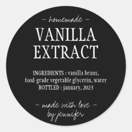 Adesivo Vanilla Extract Botão Bebida caseira preto simples