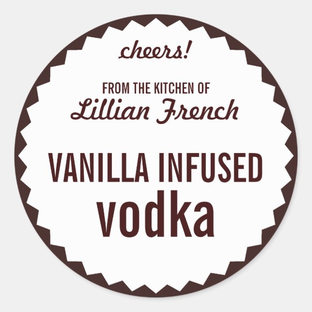 Adesivo Vanilla Infusão Rótulo do Frasco de Vodka Modelo (Frente)
