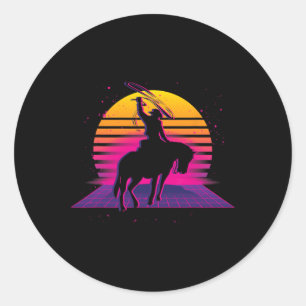 Adesivo Vaporwave Country Western Horseback Retro C