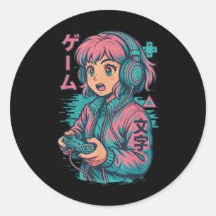 Adesivo Vaporwave Gamer Girl Japonês Art Anime Manga Grap