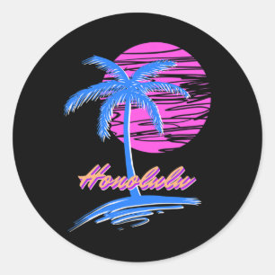 Adesivo Vaporwave Synth Ulun Sunset 80s Beach Retro Hono