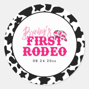 Adesivo Vaqueira Disco Rosa Primeiro Rodeio