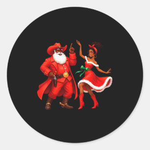 Adesivo Vaqueiro Negro e Cowgirl Santa Natal Ocidental X