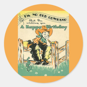 Adesivo Vaqueiros Antigos, Feliz Aniversário Velho Cowhand