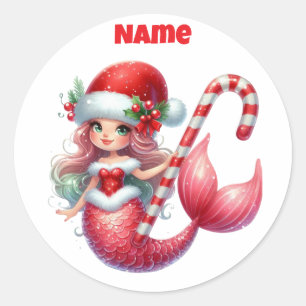 Adesivo Vara Circular Personalizada da Sereia de Natal