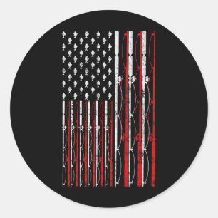 Adesivo Vara de Pesca Bandeira Americana Divertida Pesca V
