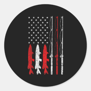 Adesivo Vara de Pesca Bandeira Americana Presente de Pesca