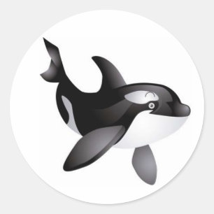 Adesivo Vara redonda da baleia animado da orca