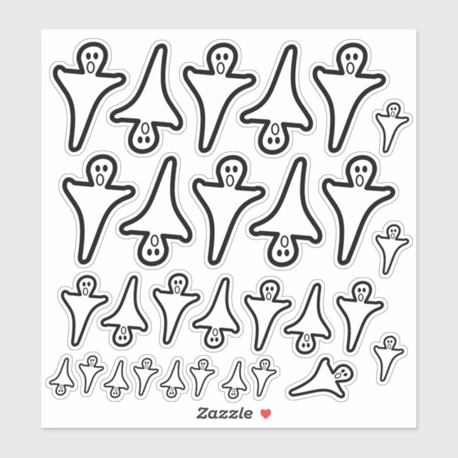 Adesivo Várias Palavras-Fantasmas de Halloween (Folha)