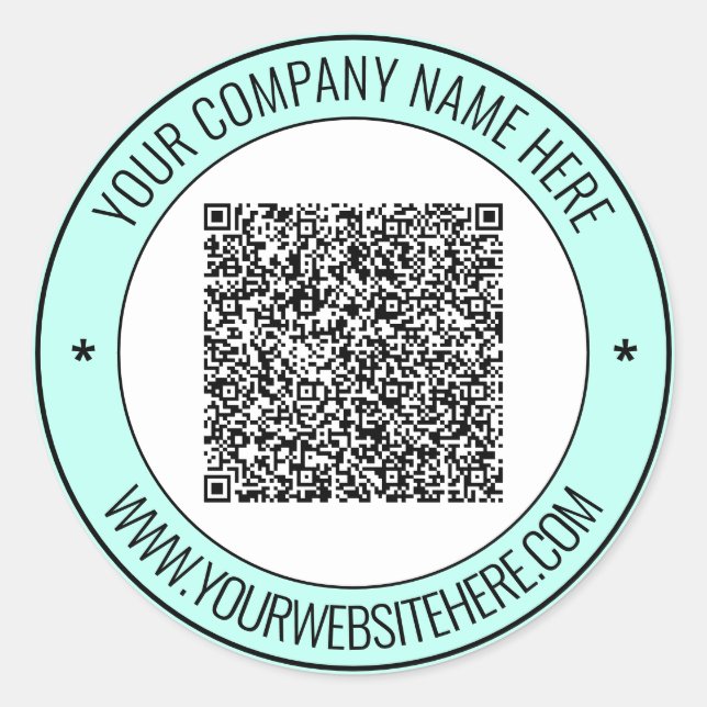 Adesivo Varredura de código QR e palheta redonda de texto  (Frente)
