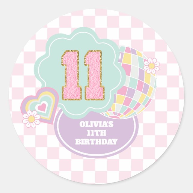 Adesivo Varsity elegante patch de pastel de 11º aniversári (Frente)