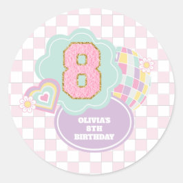 Adesivo Varsity preppy pastel remendo 8º Aniversário