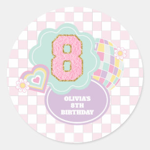 Adesivo Varsity preppy pastel remendo 8º Aniversário