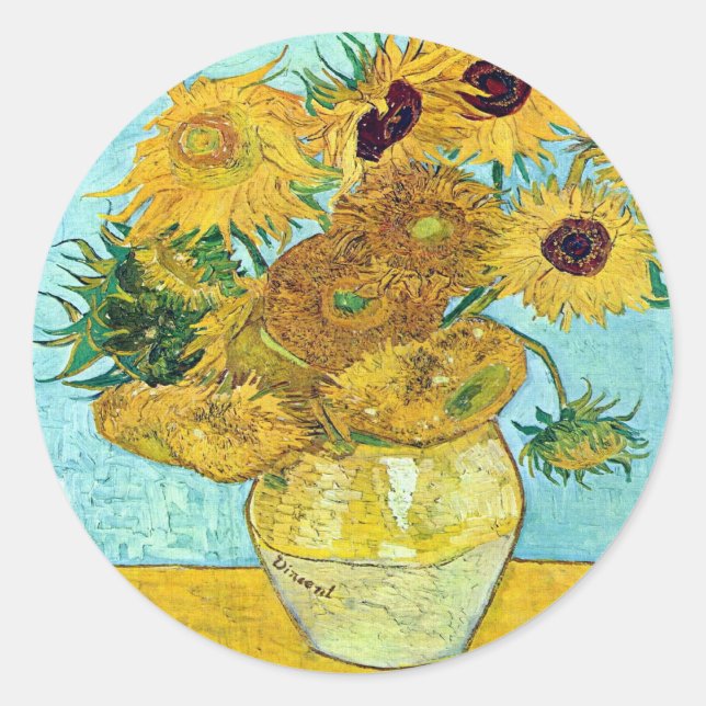 Adesivo Vase Com Doze Girassóis Por Vincent Van Gogh (Frente)