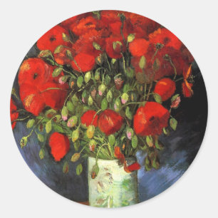 Adesivo Vase com Poppies Vermelhos   Vincent van Gogh