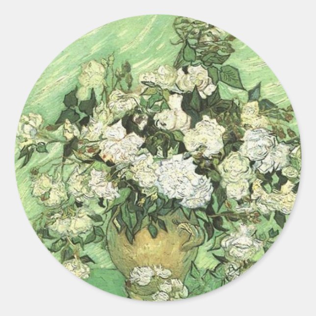 Adesivo Vase com Rosas, Vincent van Gogh 1890 (Frente)