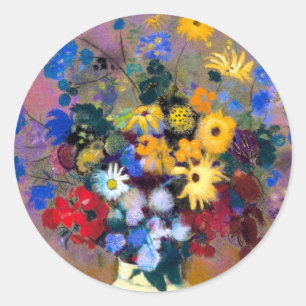 Adesivo Vaso Branco com Flores Odilon Redon