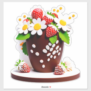 Adesivo Vaso de Chocolate Elegante com Morangos