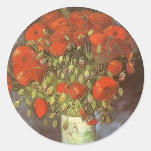 Adesivo Vaso de Vida com Papoulas Vermelhas de Vincent van