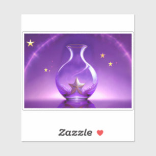 Adesivo Vaso Roxo Transparente Com Estrela Tudo Sob Cúpula
